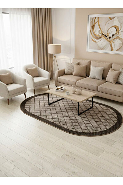 Brillant BEJ-KAHVERENGİ Jüt Sisal Görünüm Bordürlü Kaymaz Taban Yolluk Halı