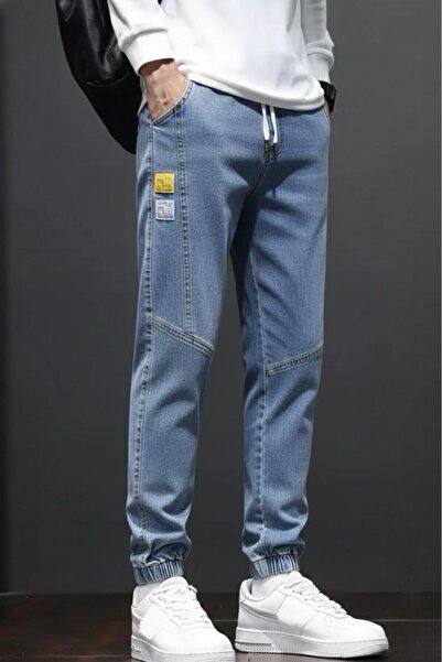 Oksit Reax Joss Men's Jean Pants with Elastic Waist and Leg Drawstring Jogger Cut