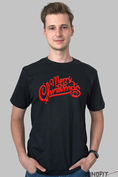 GILDAN Tricou De Craciun Merry Christmas Rosu Neon Barbat