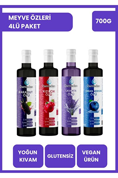 DAMLADAN karadut özü-kızılcık özü-lavanta özü - yaban mersini özü 4lü deneme paketi 700g