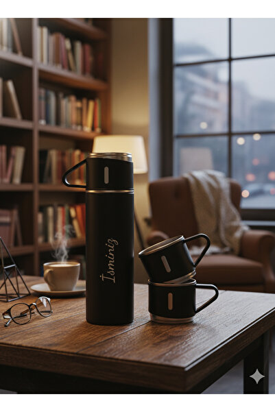 OMZ Warm Keeping Thermos 500ml with 3 Cups Premium Stainless Steel Coffee Thermos with Gift Bag