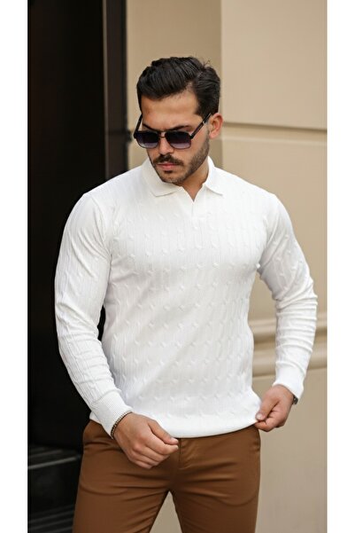 Kokosh moda Men's Hair Knit Pattern Long Sleeve Polo Neck Winter Knitwear Sweater, Comfortable and Flexible Design