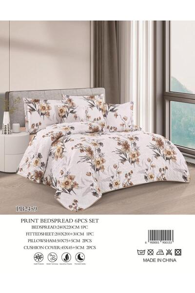 Moon Plain floral summer bedspread, 6 pieces, by Najmat Al-Qayrawan