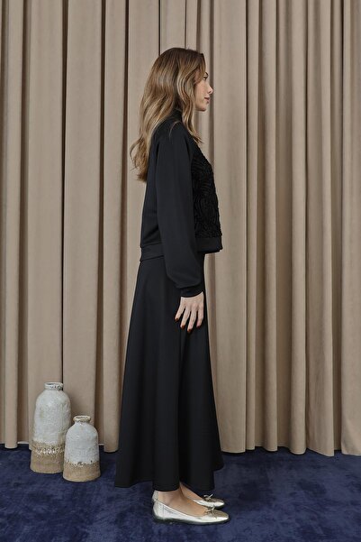 Puane Women's Lace Detailed Zippered Jacket Set 14385Tks