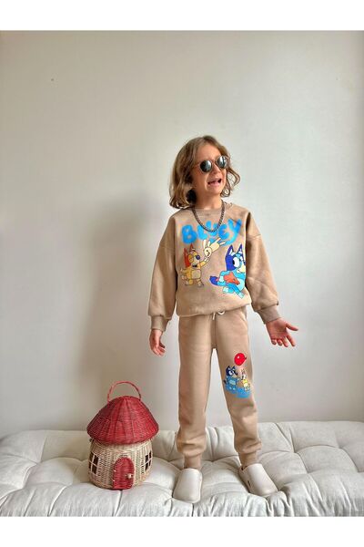 MİLAYS LİFE HOME COLLECTİON Boy's 3-Thread 100% Cotton Thick Combed Cotton Colorful Winter Tracksuit Set