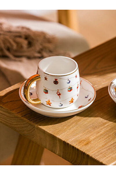 LC Waikiki Lcw Home New Year Themed Porcelain Coffee Cup Set for 2 People 90 ml