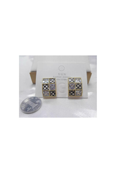 justchique Cercei patrați cu model tip șah și cristale strălucitoare