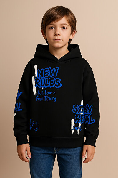 Uğur bebe ⭐   “سترة مبطن بالصوف سوداء اللون من Three Thread Thick Sh بغطاء رأ...