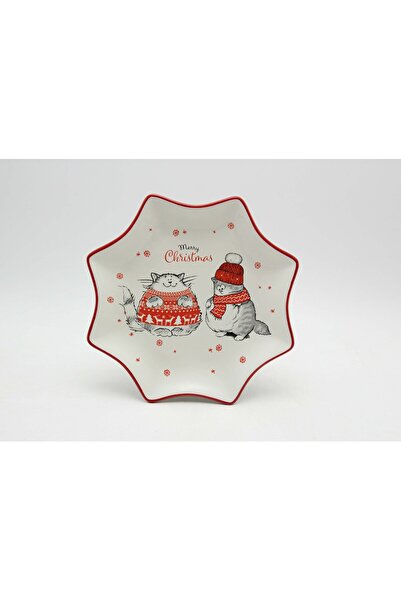 regency Christmas cat pattern star platter