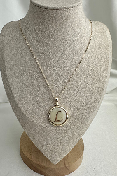 Modex Gold Yellow White Letter L Necklace (40+5cm Letter:2Cm)