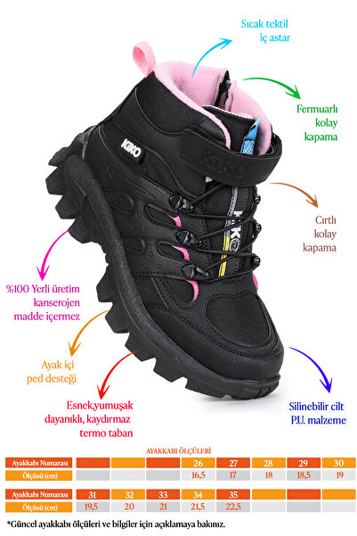 Kiko Kids Sumy Thermo Sole Velcro Girls' Sports Boots Shoes