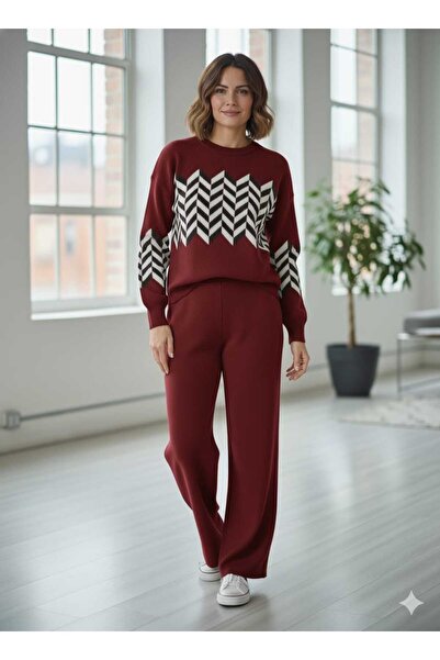 Cemre Life New Deux Zigzag Patterned Knitwear Set