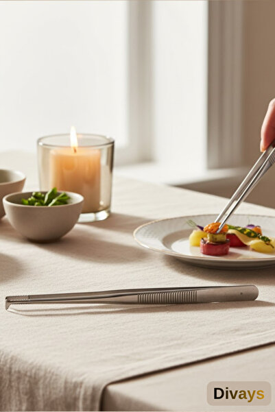 DİVAYS 30 cm Profesyonel Şef Cımbız Maşa Pişirme Cımbızı Çelik Servis Maşası