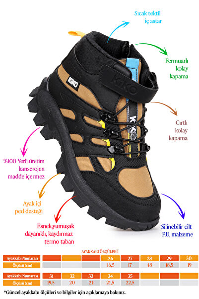 Kiko Kids Sumy Thermo Sole Velcro Boys' Sports Boots Shoes