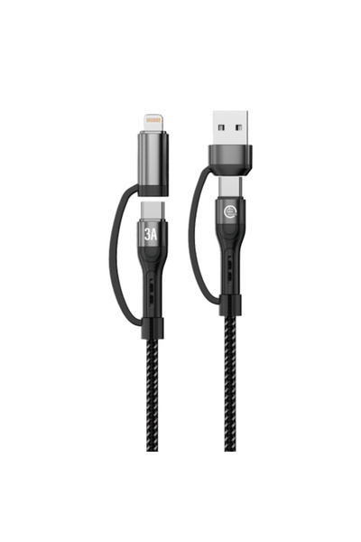 Golden Plus 2-in-2 Cut-Resistant Fabric Charging Cable (iPhone + Type-C) - 1m