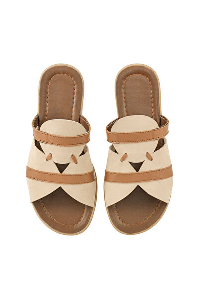 NOOSY Genuine Leather Beige Women's Slippers