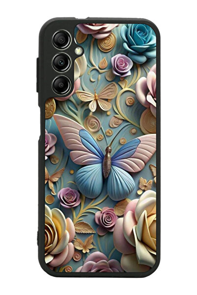 Aksel Kılıf متوافق مع هاتف سامسونج جالاكسي A14 مطبوع، أسود غير لامع، سيليكون ...