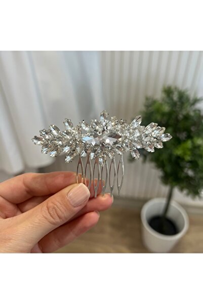 Taşmeran Taş Tasarımlı Gelin Başı Aksesuarı Tokası Yüksek Kaliteli Düğün Kına...