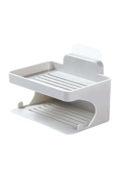 Generic Plastic Soap Dish Grey 13x9.5x8centimeter