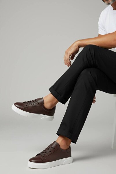 İST FİDAN KUNDURA Men's Daily Lace-Up 100% Genuine Leather Flexible Sole Casual Shoes