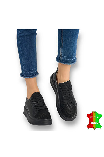 kevali MOVENII Black Casual Leather Shoes with High Sole