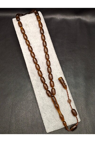 Han Ticarethane سبحة من حجر الكهرمان البني عالي الجودة على شكل كبسولة