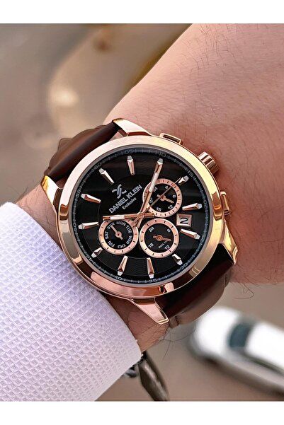 Daniel Klein Men's Wristwatch 30 Meters Water Resistant Leather Strap Cord + Bracelet Gift Vs.Blkt.