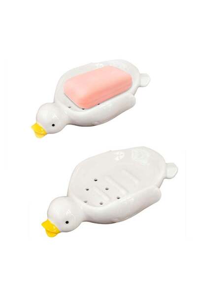 Generic Cute Cartoon Duck Ceramic Soap Dish Self Draining Holder for Bathroom...
