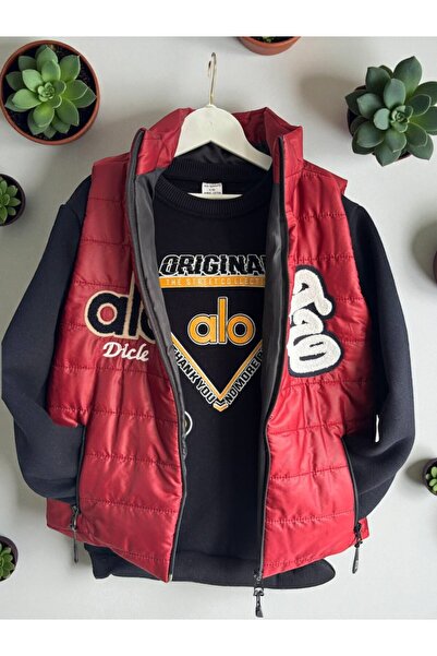 Hirazenmoda Boy's Winter 3-Piece Set – Vest Set Sports Sweat Set