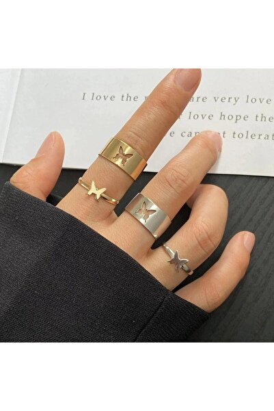 Pursehuit Set de 4 inele, aurii și argintii Doria C3