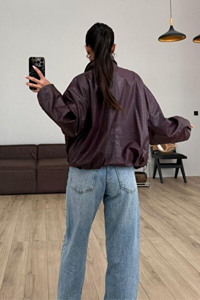 SHILSEE BEUTİQUE Women's Crocodile Skin Jacket with Adjustable Waist Belt, Cherry Crush