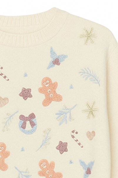 Ecrou Middle Cookie Man Embroidered Sweater