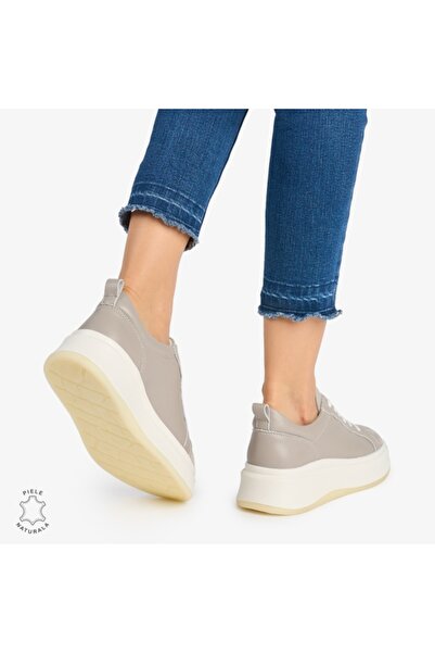 kevali Women's Casual Leather Shoes - Gray Silver