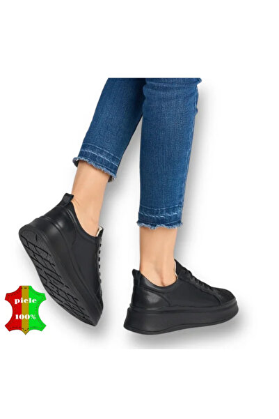 kevali MOVENII Black Casual Leather Shoes with High Sole