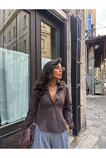 Be Best Women's Brown Slim Fit Woven Shirt Be212