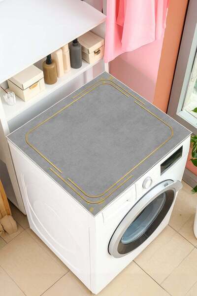 Mahita Home Yıkanabilir Kaymaz Tabanlı Çamaşır Makinesi Örtüsü Modern Kullanışlı Dekoratif Mat ÇMŞ16