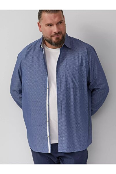 s.Oliver Big Sizes Men's big size shirt, with polka dot print and Regular fit cut, Dark blue