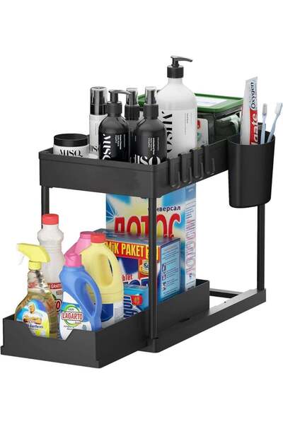 Generic Under Sink Organizer, 2Tier Bathroom Cabinet Organizer with Sliding B...