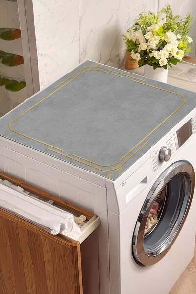 Mahita Home Yıkanabilir Kaymaz Tabanlı Çamaşır Makinesi Örtüsü Modern Kullanışlı Dekoratif Mat ÇMŞ16