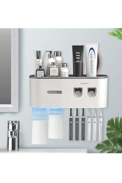 Generic Toothbrush Holder with Automatic Toothpaste Dispensers, Toothbrush Ho...