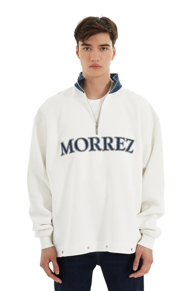 MORREZ Aplike Detaylı Denim Mix Sweatshirt
