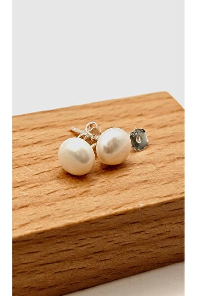 İNCİORA JEWELRY GERÇEK DOĞAL TEK İNCİLİ GÜMÜŞ KÜPE (AAA) KALİTELİ 6 mm BOYUTUNDA