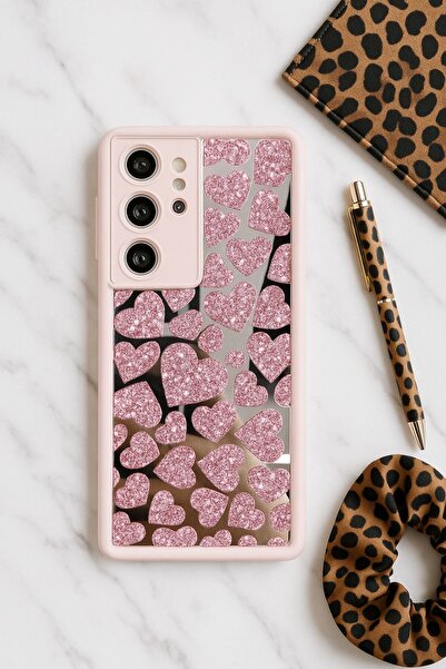 madamcase SAMSUNG S20 FE PEMBE RENK LEOPAR DESENLİ AYNALI KAMERA KORUMALI SİL...