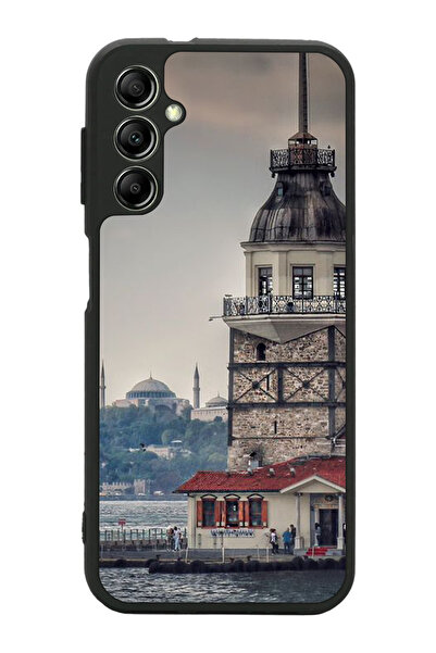 Aksel Kılıf متوافق مع هاتف سامسونج جالاكسي A14 مطبوع، أسود غير لامع، سيليكون ...