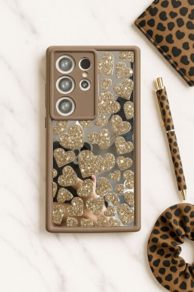 madamcase غطاء سيليكون لحماية الكاميرا من سامسونج S25 باللون البني بنمط الفهد...