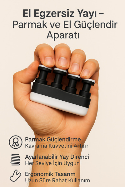 Hane Dostu El Egzersiz Yayı – Parmak ve El Güçlendirme Aparatı