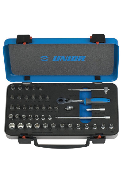 Unior 188B Trusa capete chei tubulare 1/4'' in cutie metalica / 44 pcs