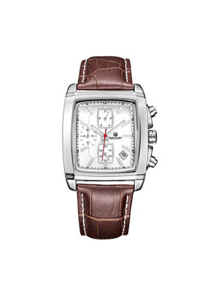 Megir Ceas bărbătesc, Megir, Clasic, Quartz, Curea din piele naturală, Afișaj...