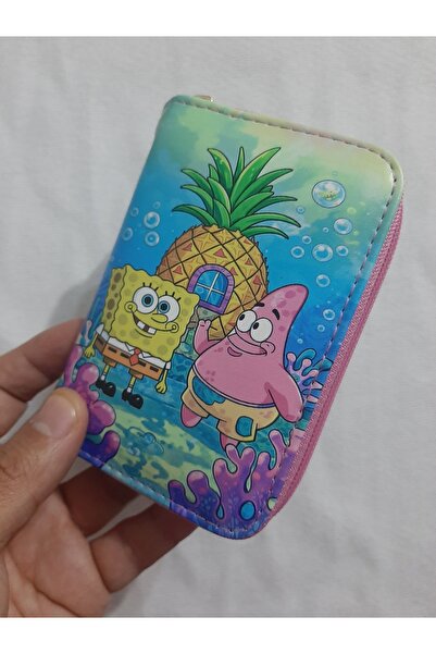 OWLBAG COMPANY Owl Bag Sponge Bop and Friend Patterned Design Faux Leather Wallet