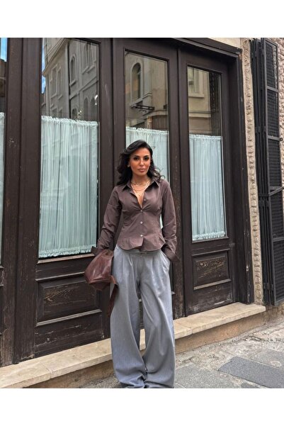 Be Best Women's Brown Slim Fit Woven Shirt Be212